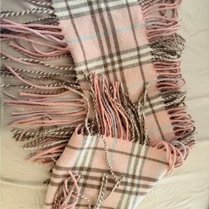 Burberry Pink and Brown Cashmere Scarf